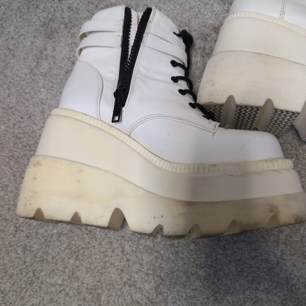 White Platform Lace-Up Boots Gothic Rave - Picture 5 of 8